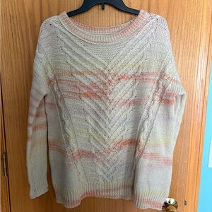 American Eagle Outfitters Pastel Striped Cable Knit Sweater